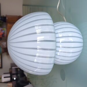 Vintage Murano Mid-Century Modern Swirl Glass White Mushroom Table Lamp